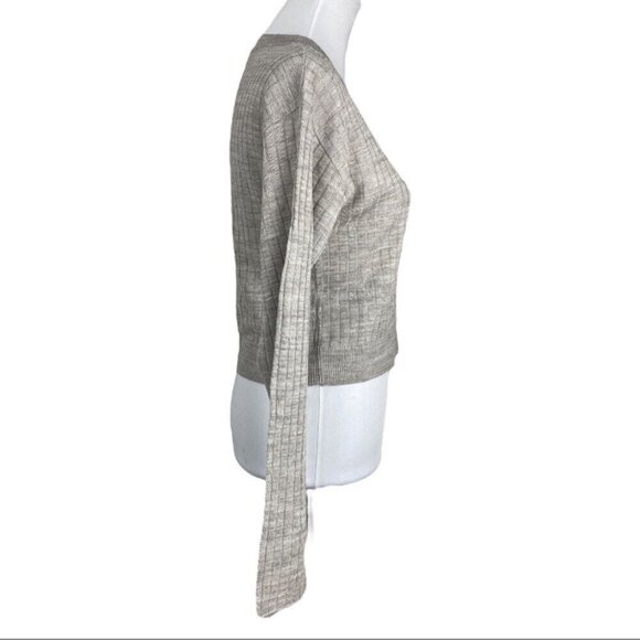 BP Reagan Women's NWT Heather Gray V-Neck Long Sleeve Ribbed Knit Sweater XL/C36 - Picture 2 of 10